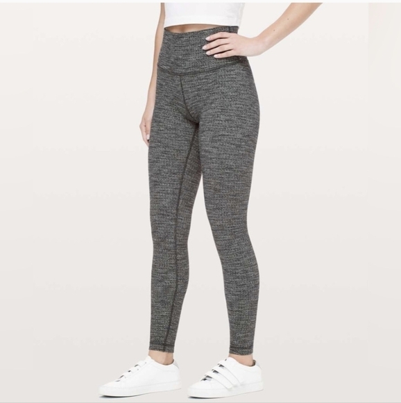 Lululemon Wunder Under Luon High Rise Variegated Knit Gray Leggings - Picture 1 of 4